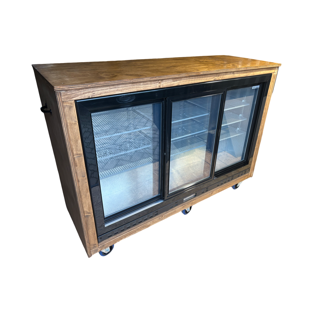 Koelkast 350ltr op wielen met schuifdeuren en bovenblad als bar of buffet